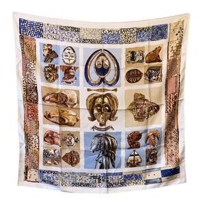 Hermes 100% Silk Scarf Carre Persona by Loic Dubigeon 90cm Square Rare